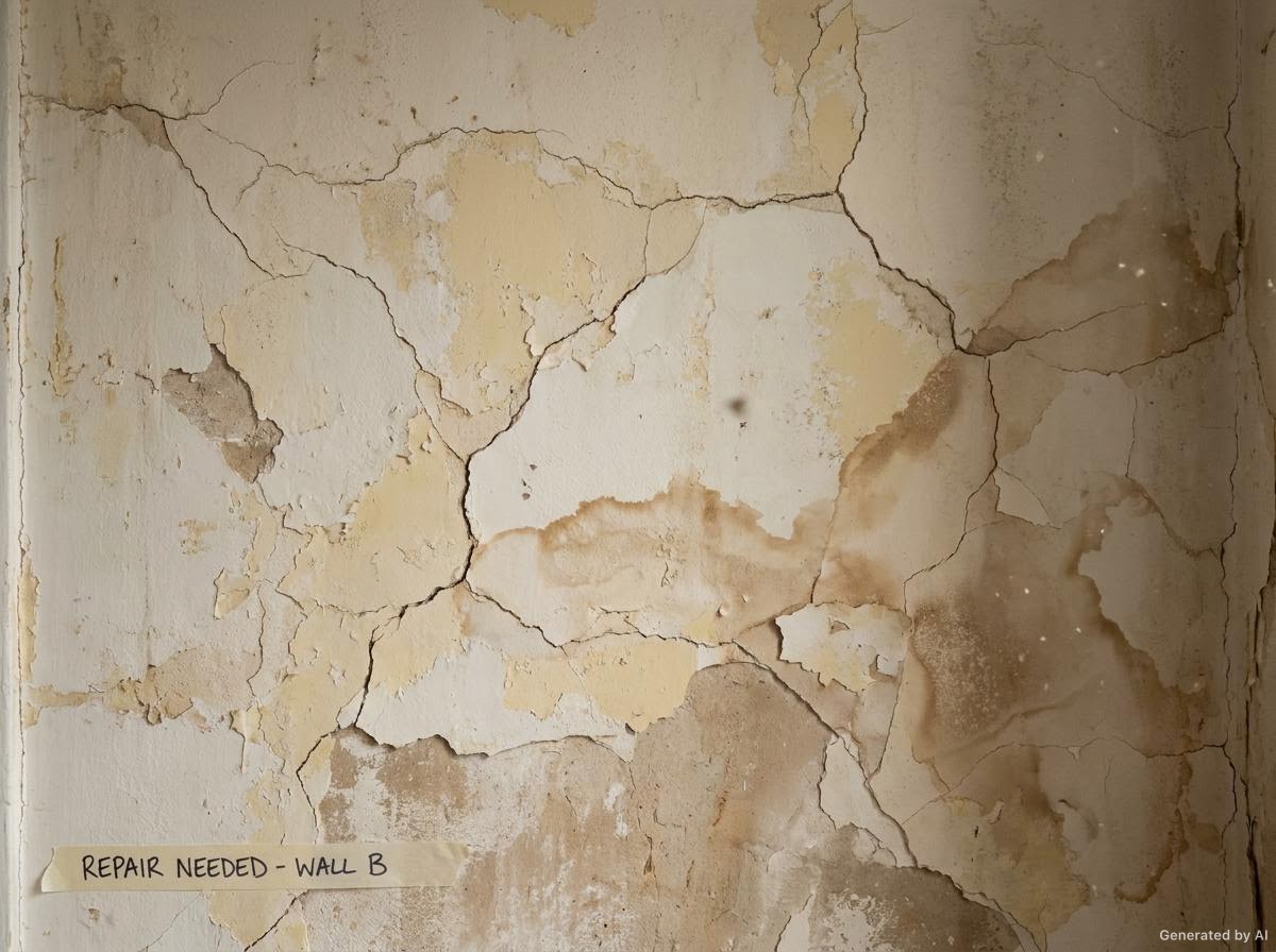 Boya öncesi çatlak ve dökülmüş duvar